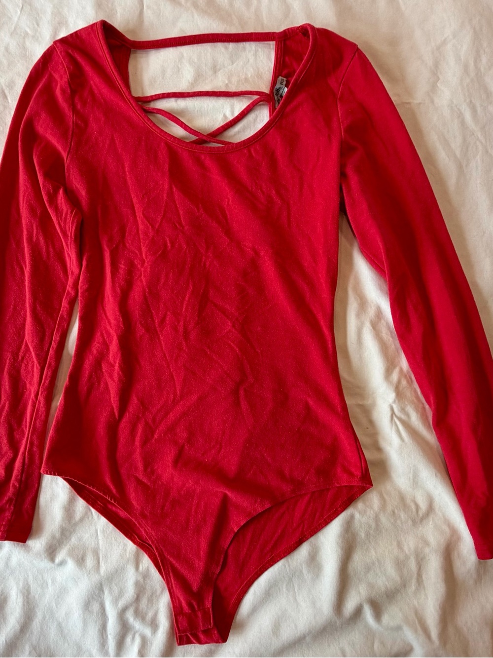 Red Long Sleeve Strappy Back Bodysuit